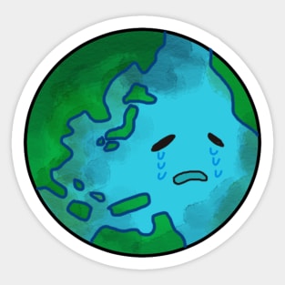 Sad Planet Earth Sticker